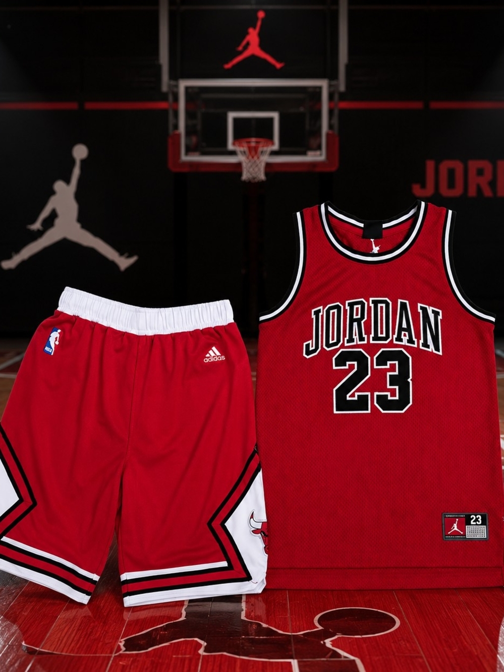 Jordan 23 Red Basketball Jersey & Shorts Set Size Jersey 12 A 10, Short 14